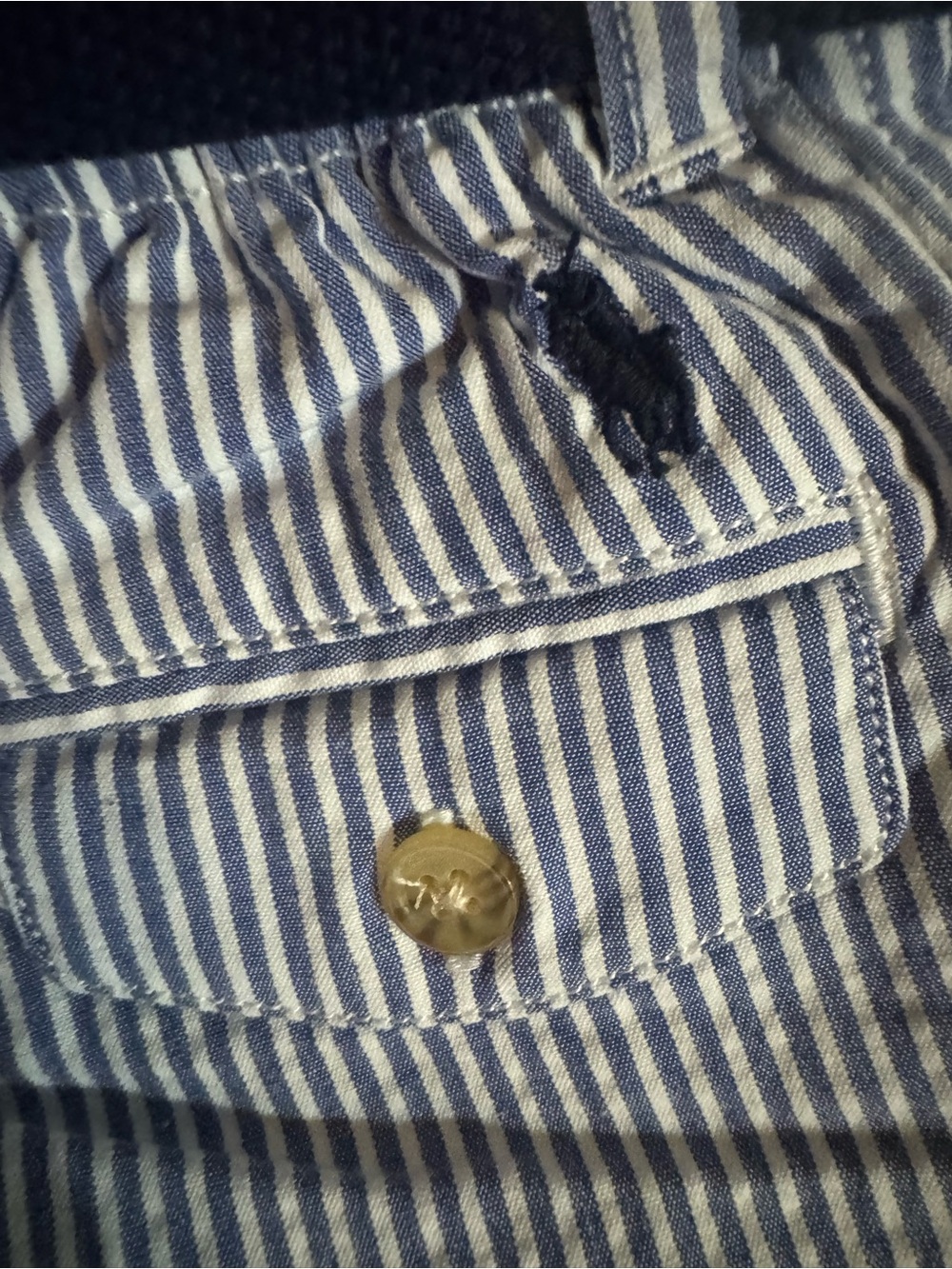 2/$25 Ralph Lauren Blue and White Striped Seersucker Kids Shorts with Navy Belt - Picture 4 of 5